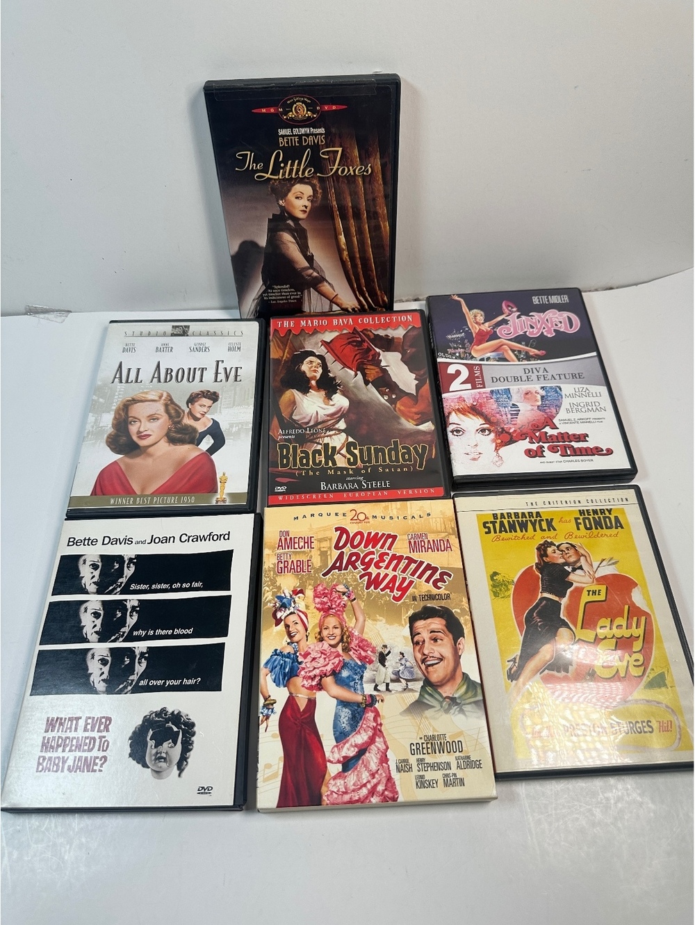 Lot of 7 Classic Movie DVDs All About Eve Baby Jane Little Foxes Black Sunday